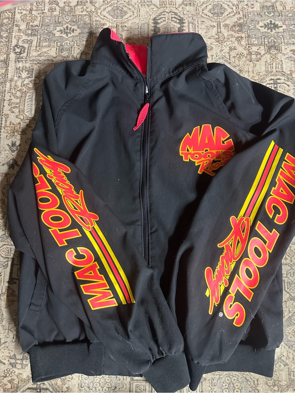 Mac Tools Racing Black Zip-Up Jacket with pink & Yellow Logos